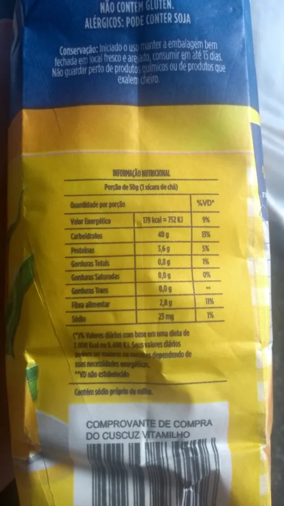 Farinha de milho pré-cozida Sem adição de ferro e ácido fólico
