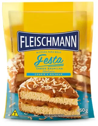 Mistura Para Bolo Festa Aerado Baunilha Fleischmann Pacote 450g