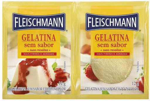 Gelatina Pó Sem Sabor Fleischmann Pacote 2 Unidades De 12g Cada