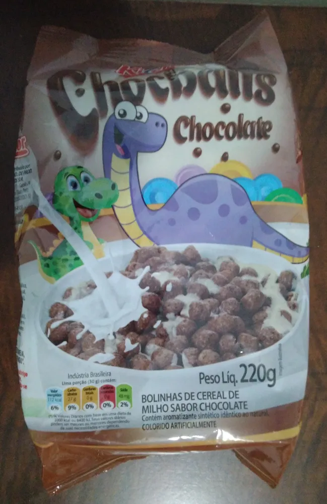 Bolinhas de cereal de milho sabor chocolate