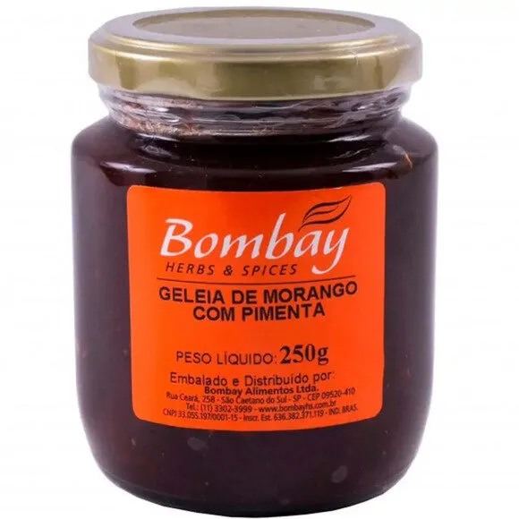Geleia Morango Com Pimenta Bombay Herbs Spices Vidro 250g