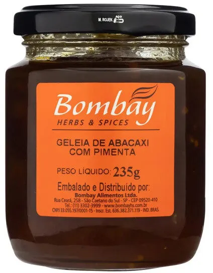 Geleia Abacaxi Com Pimenta Bombay Herbs Spices Vidro 235g