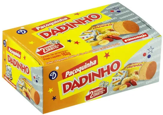 Kit 10 Paçoquinhas Dadinho 162g Grátis 2 Dadinhos Tradicionais De 6g Cada
