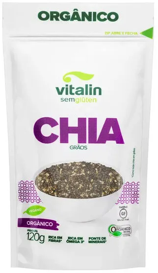 Chia Em Grãos Orgânica Vitalin Pouch 120g