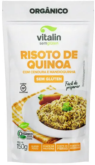 Risoto Orgânico De Quinoa Cenoura E Mandioquinha Sem Glúten Vitalin Pouch 150g