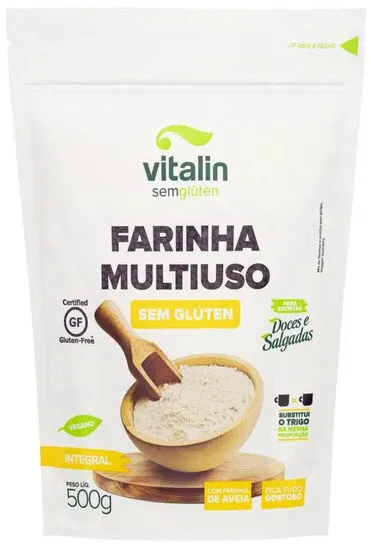 Mix De Farinhas Multiuso Integral Sem Glúten Vitalin Pouch 500g