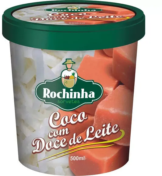 Sorvete Coco Com Doce De Leite Rochinha Sorvetes Pote 470ml
