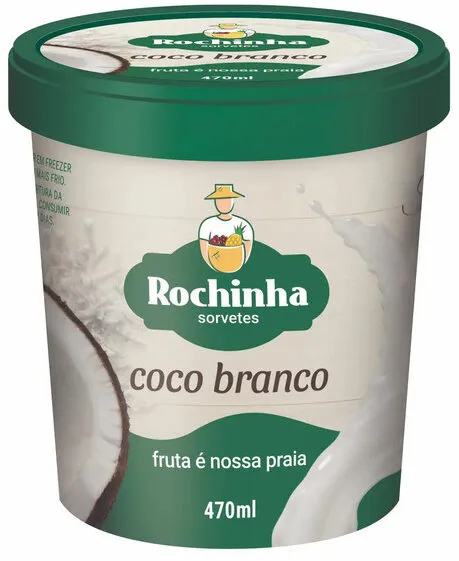 Sorvete Coco Branco Rochinha Sorvetes Pote 470ml