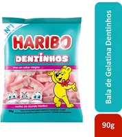 Bala De Gelatina Morango E Framboesa Dentinhos Haribo Pacote 90g
