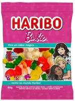 Bala De Gelatina Frutas Barbie E Ursinhos De Ouro Haribo Pacote 80g