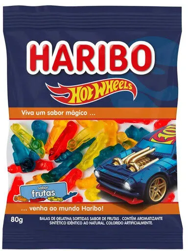 Bala De Gelatina Frutas Hot Wheels Haribo Pacote 80g