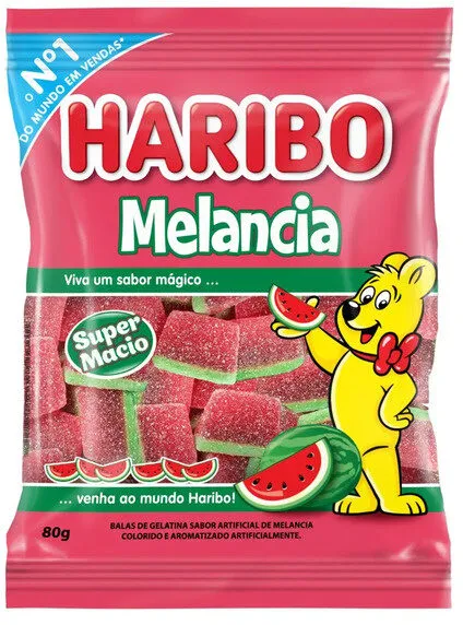 Bala De Gelatina Melancia Haribo Pacote 80g