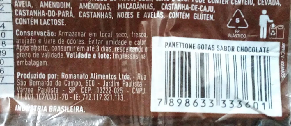 Chocottone / Panettone com Gotas de Chocolate Romanato 400 g