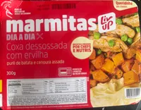 Sobrecoxa assada com ervilhas, purê de batata e cenoura assada
