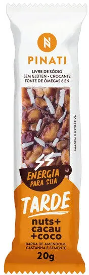Barra De Nuts Cacau E Coco Zero Sódio Super Saúde Pinati Tarde Pacote 20g
