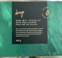 Demi oeuf chocolat noir65% foure praliné de cajou