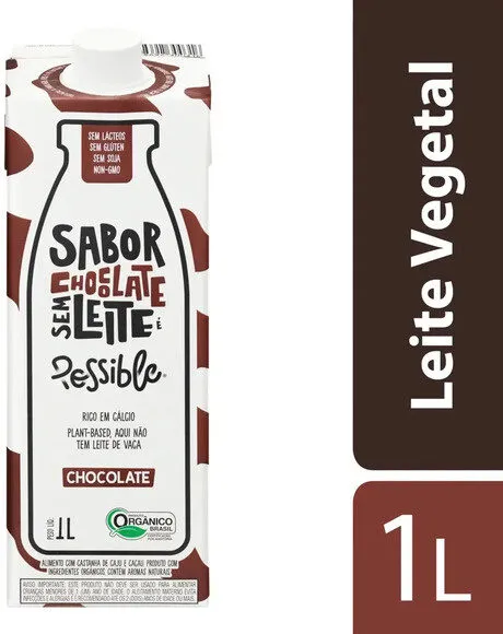Bebida à Base De Castanha De Caju E Cacau Orgânica Chocolate Possible Caixa 1l