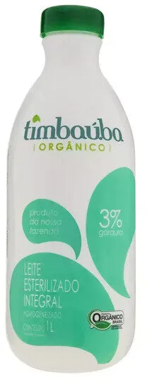Leite Esterilizado Integral Orgânico Timbaúba Garrafa 1l