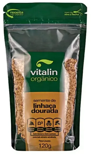 Linhaça Dourada Em Grãos Orgânica Vitalin Pouch 120g