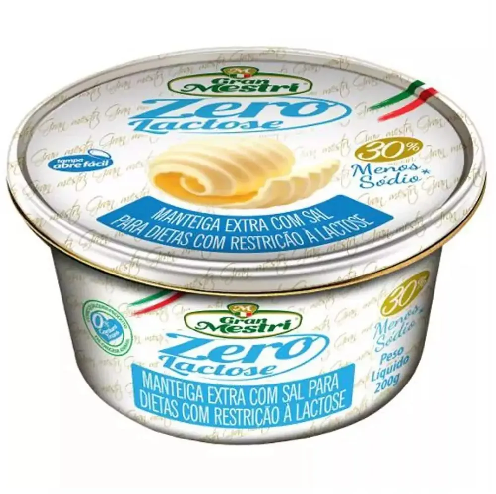 Manteiga Extra Com Sal Zero Lactose Gran Mestri Lata 200g