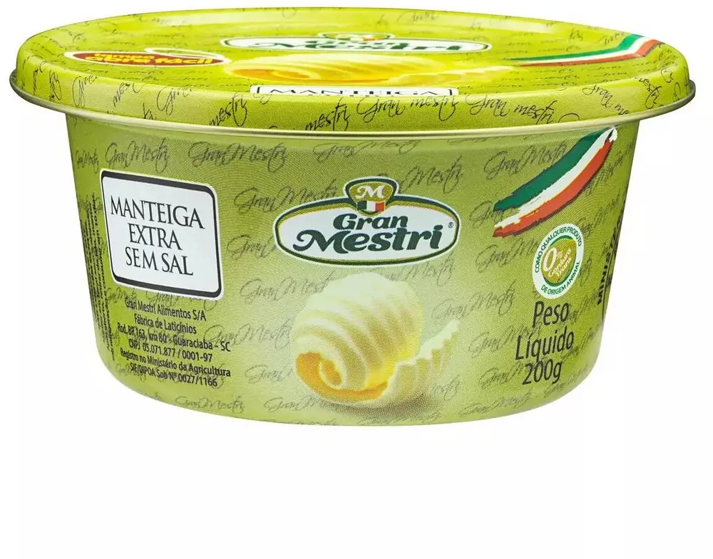 Manteiga Extra Sem Sal Gran Mestri Lata 200g