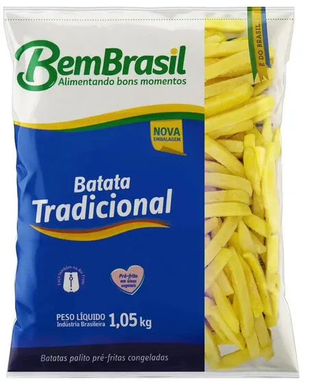 Batata Pré Frita Tradicional Congelada Bem Brasil Pacote 1,05kg