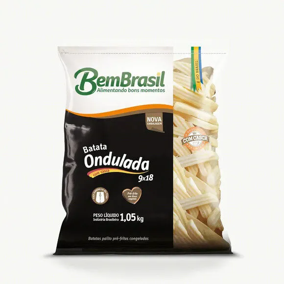 Batata Pré Frita Ondulada Congelada Bem Brasil Pacote 1,05kg