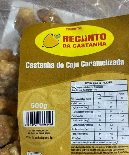 Castanha de caju caramelizada