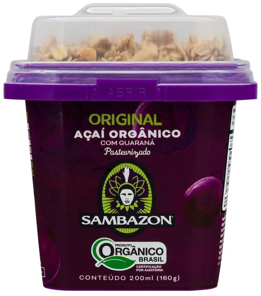 Açaí Com Guaraná E Granola Orgânico Original Sambazon Pote 200ml