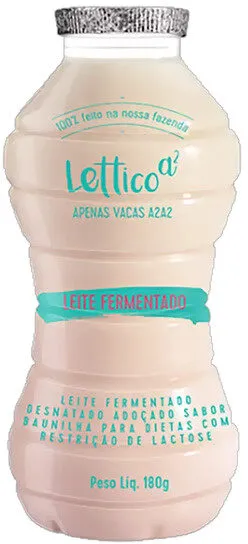 Leite Fermentado Desnatado Baunilha Zero Lactose Lettico A Frasco 180g