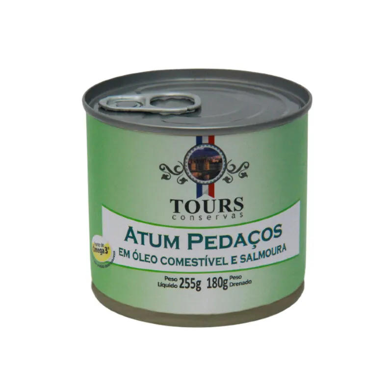 Atum Em Pedaços Em Salmoura E óleo Tours Conservas Lata 180g