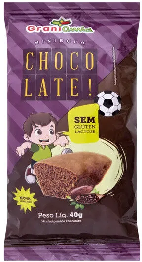 Minibolo Chocolate Sem Glúten Zero Lactose Grani Amici Pacote 40g