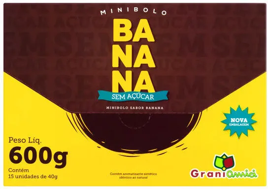Minibolo Banana Sem Glúten Zero Lactose Grani Amici Pacote 40g