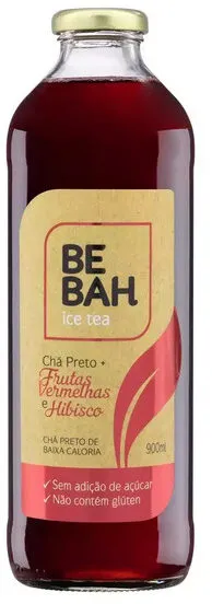 Chá Preto Ice Tea Frutas Vermelhas E Hibisco Bebah Garrafa 900ml