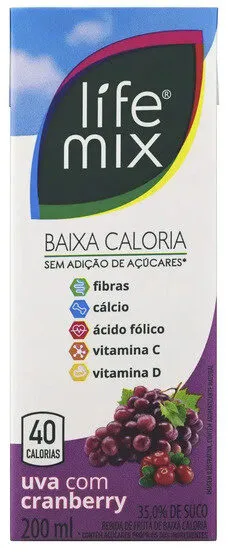 Bebida Uva Com Cranberry Life Mix Caixa 200ml