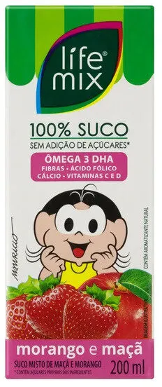 Suco Morango E Maçã Turma Da Mônica Life Mix Caixa 200ml