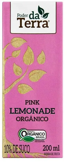 Bebida Orgânica Pink Lemonade Poder Da Terra Caixa 200ml