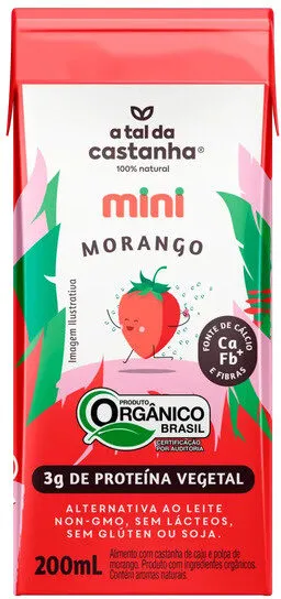 Bebida à Base De Castanha De Caju Orgânica Morango A Tal Da Castanha Mini Caixa 200ml