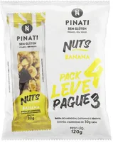 Pack Barra De Nuts Banana Zero Sódio Super Saúde Pinati Pacote 120g Leve 4 Pague 3 Unidades