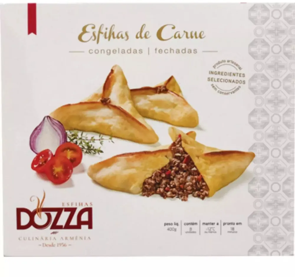 Esfirra Congelada Fechada Carne Dozza Caixa 400g 8 Unidades