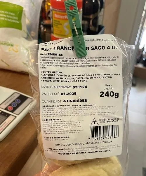 Pão francês congelado