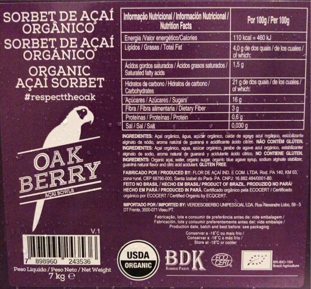 Sorbet de Açaï Bio