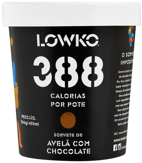 Sorvete Avelã Com Chocolate Lowko Pote 455ml