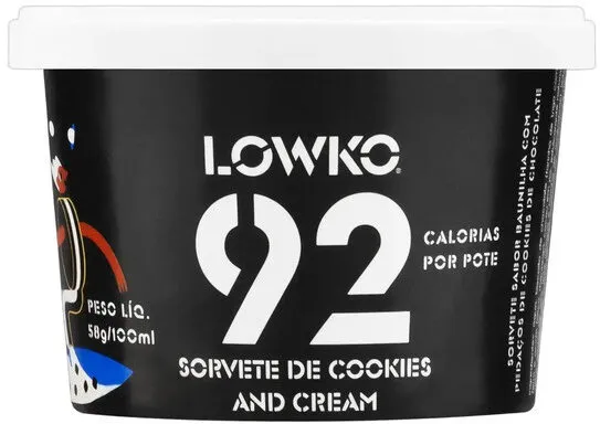 Sorvete Cookies And Cream Lowko Pote 100ml