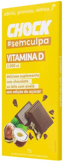Suplemento Alimentar Tablete Chocolate Ao Leite Com Avelã Chock Vitamina D Caixa 75g