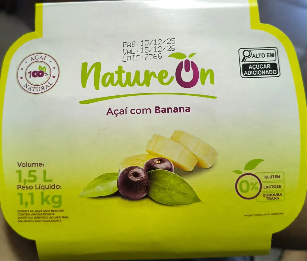 Natureon açai com banana 1,5 L 1,1 kg