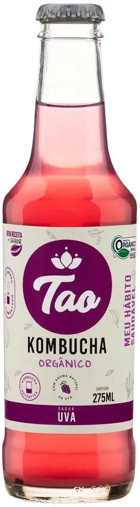 Kombucha Orgânica Uva Tao Basic Garrafa 275ml