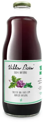 Suco Integral Uva Tinto Com Hortelã Villa Piva Garrafa 1l