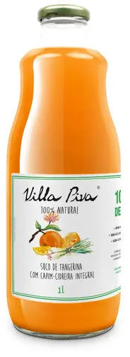Suco Integral Tangerina Com Capim Cidreira Villa Piva Garrafa 1l