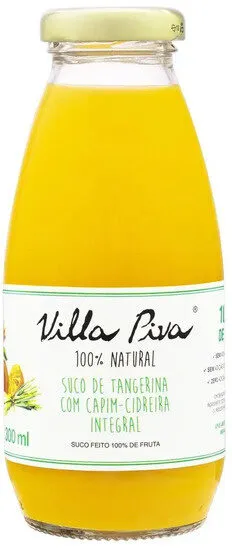 Suco Integral Tangerina Com Capim Cidreira Villa Piva Garrafa 300ml